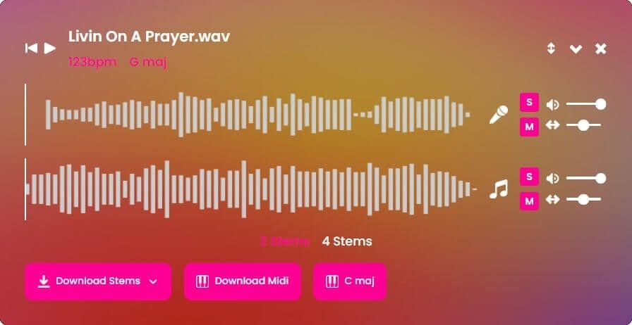 Taoyoutx Stems Page example UI